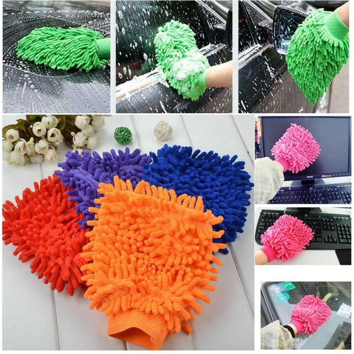 Microfiber wash gloves
