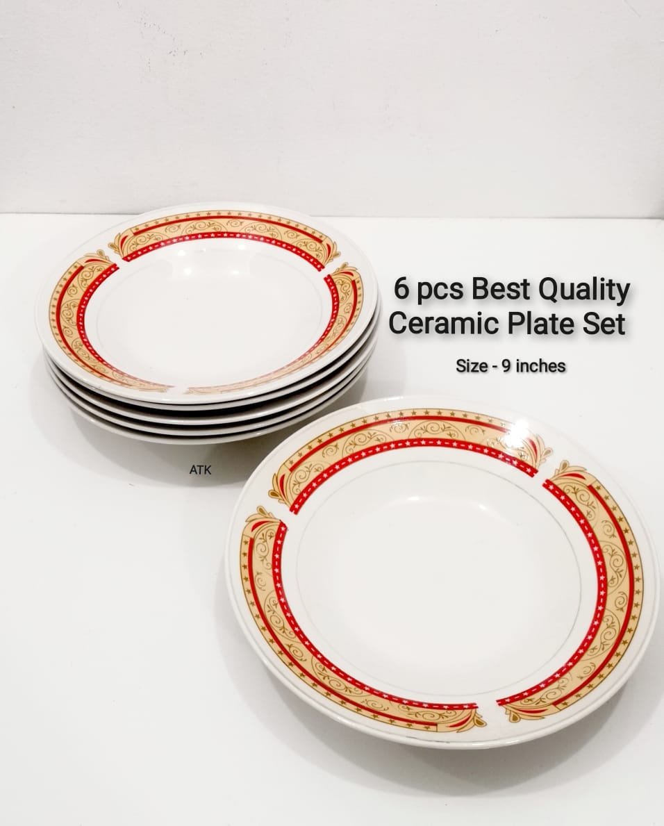 6 Pcs Premium Heavy Quality Ceramic Plate Set ( Best Quality 😍)  6 pcs Set