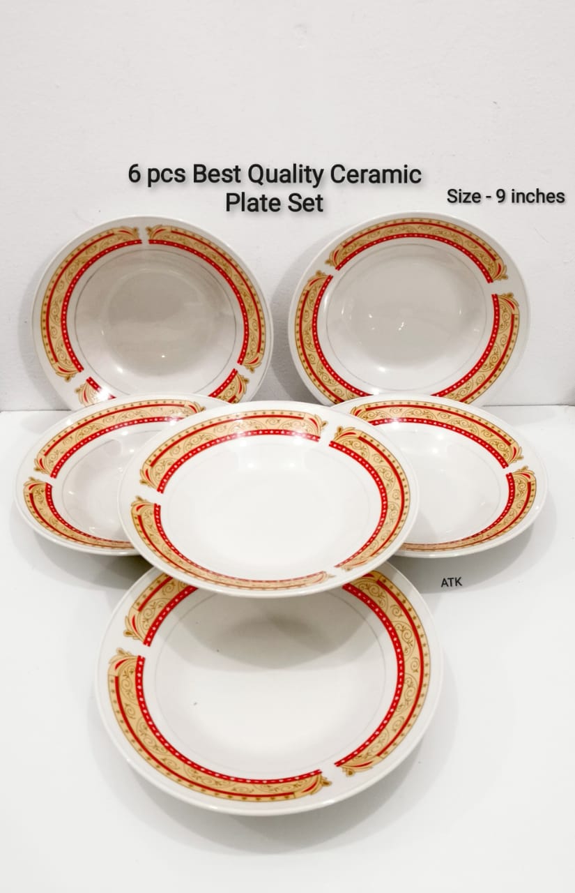 6 Pcs Premium Heavy Quality Ceramic Plate Set ( Best Quality 😍)  6 pcs Set