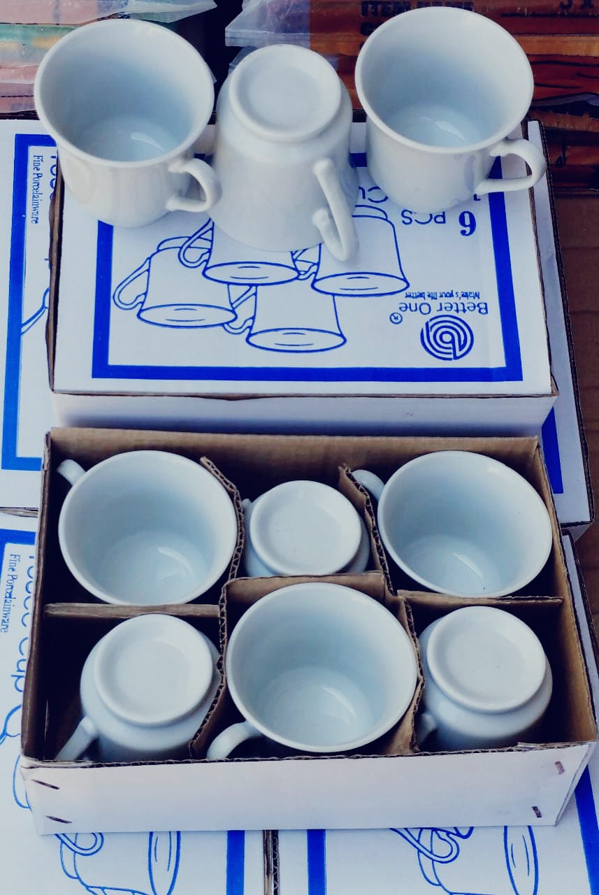 6 pcs Ceramic Cup only  pure [White 🤍 Set]