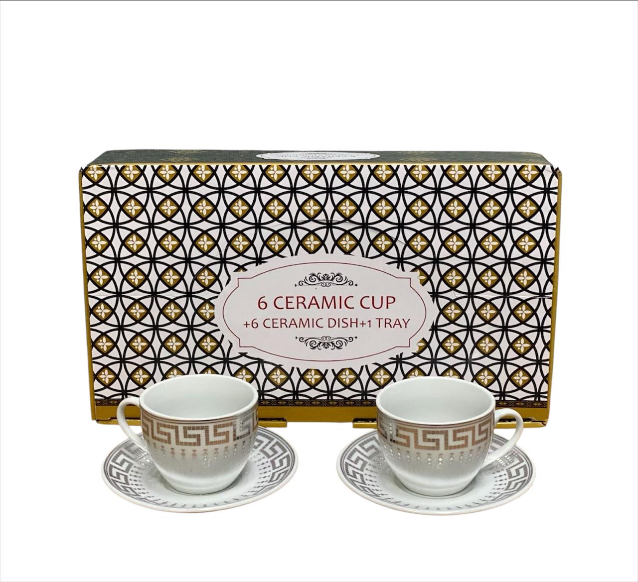 6pcs Gold| Silver Ceramic Cup & Saucer Set (180ml)