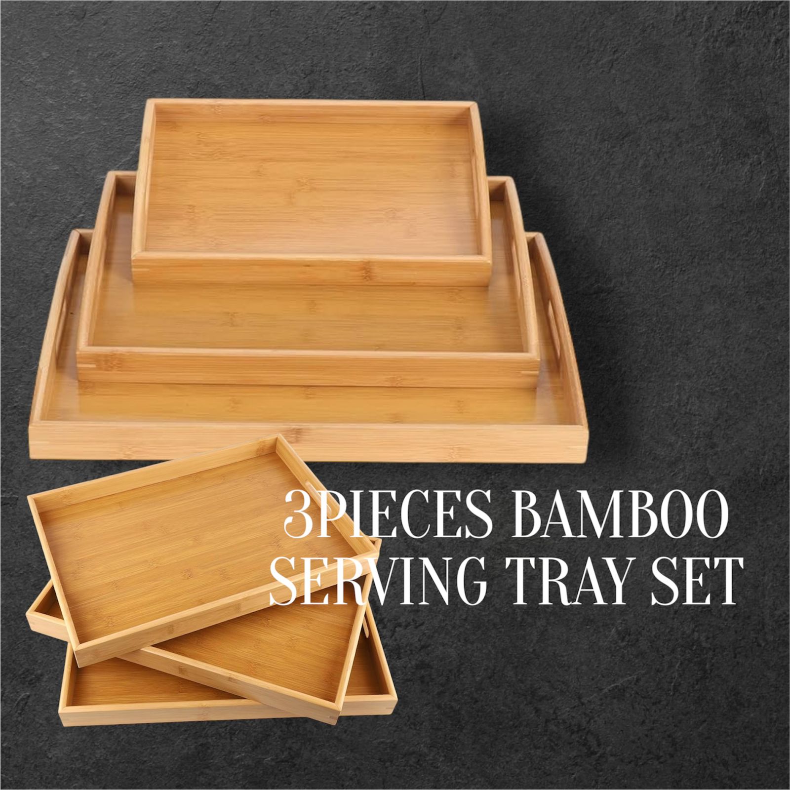 3pcs Bamboo Woodern Tray
