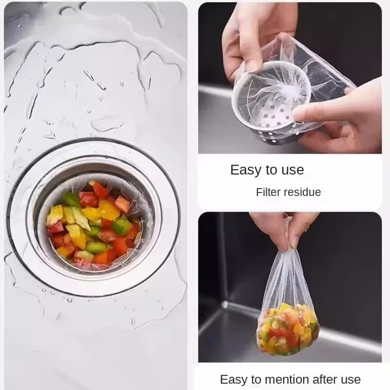 100pcs Disposable Sink Filter Mesh Bags Kitchen Sink Strainer Drain Hole Anti-blocking Garbage Bag LKR