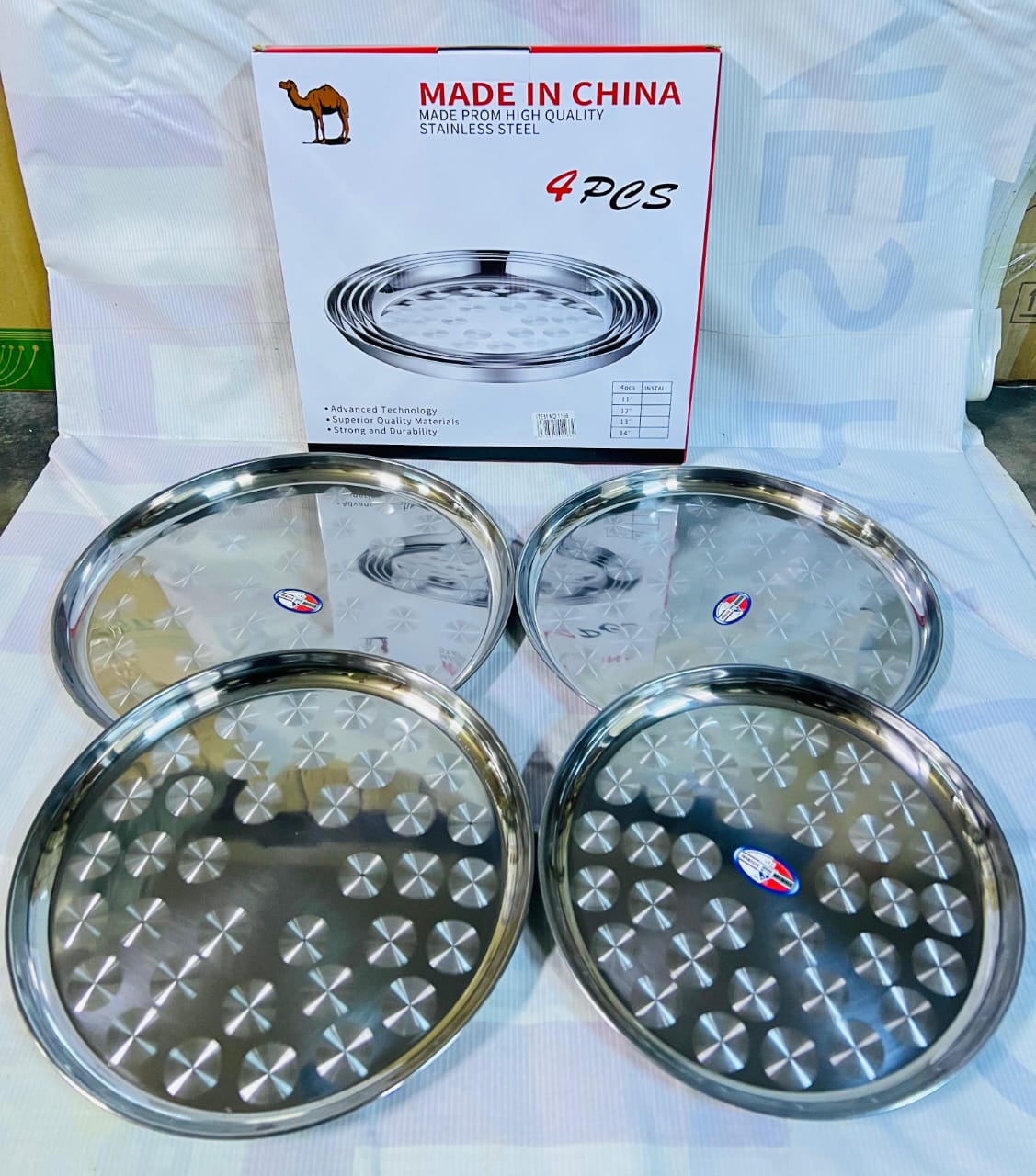 4 pcs stainless steel tray set